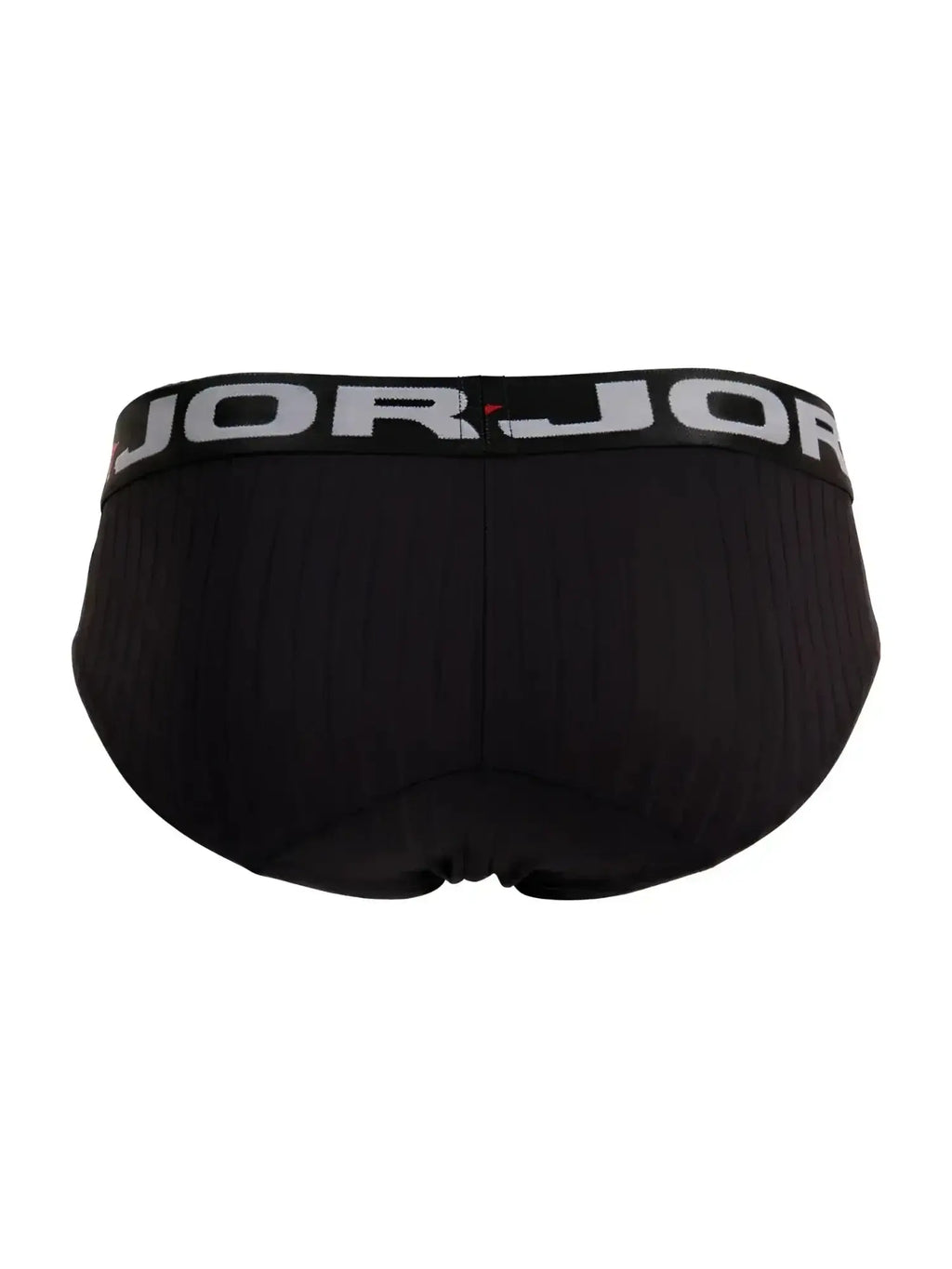 Back view of JOR 2331 Cronos black ribbed briefs with branded elastic waistband.
