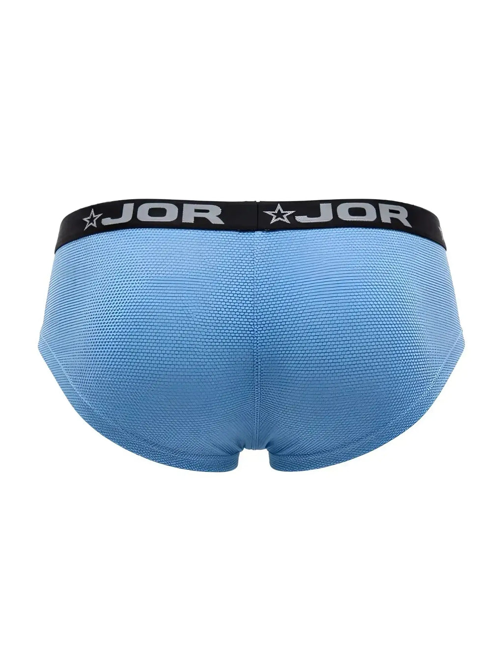 JOR 2345 Cannes blue trunks, back view, featuring a black branded waistband.