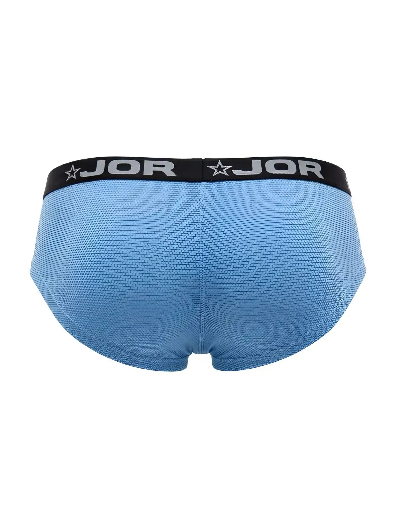 JOR 2345 Cannes blue trunks, back view, featuring a black branded waistband.
