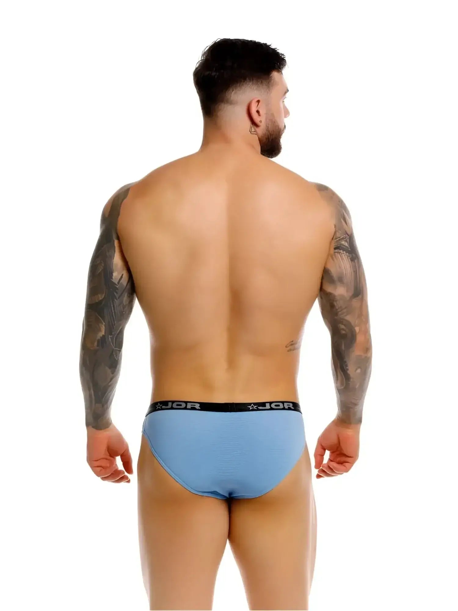 Back view of the blue JOR 2346 Cannes bikini underwear on a model.