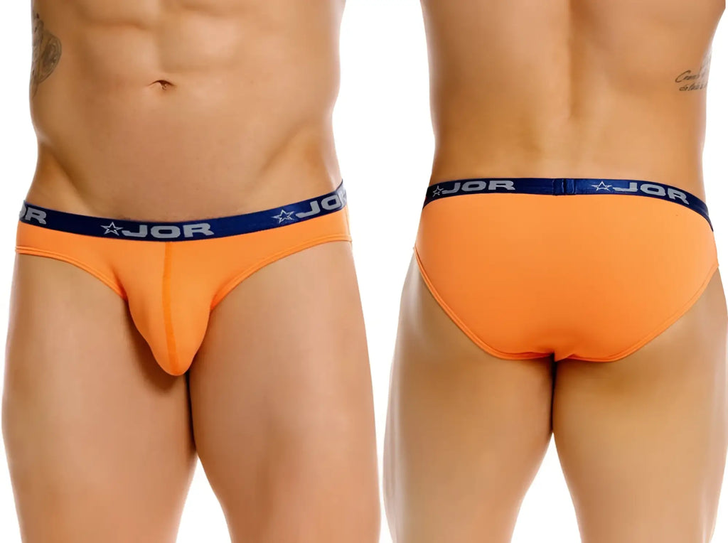 JOR 2346 Cannes Bikini in orange: front and back view of the men's underwear.