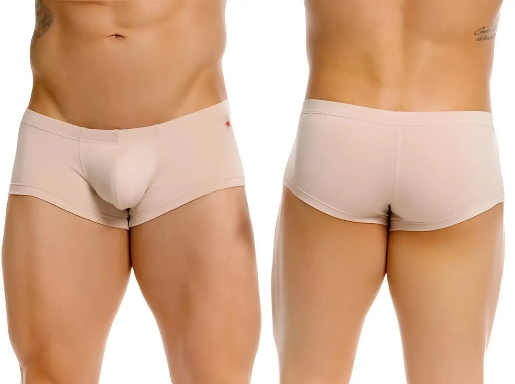 JOR 2347 Invisible Trunks in beige, showing both front and back views of the underwear on a model.