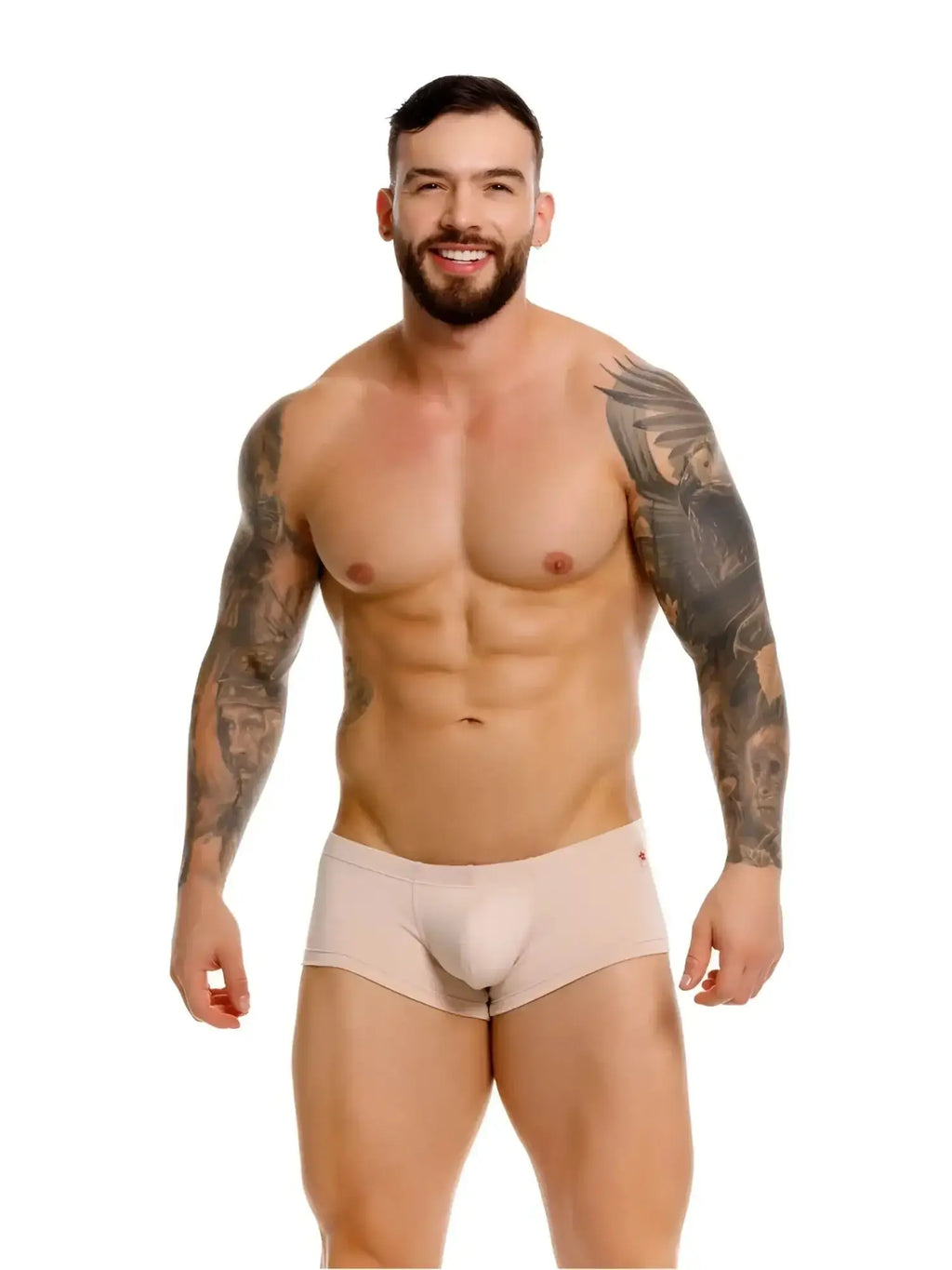 Front view of a model wearing beige JOR 2347 Invisible Trunks.