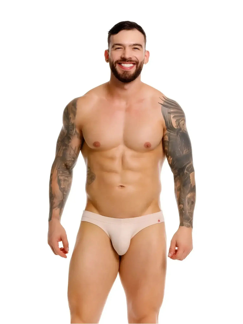 Front view of a man wearing JOR 2348 Invisible Bikini in beige.