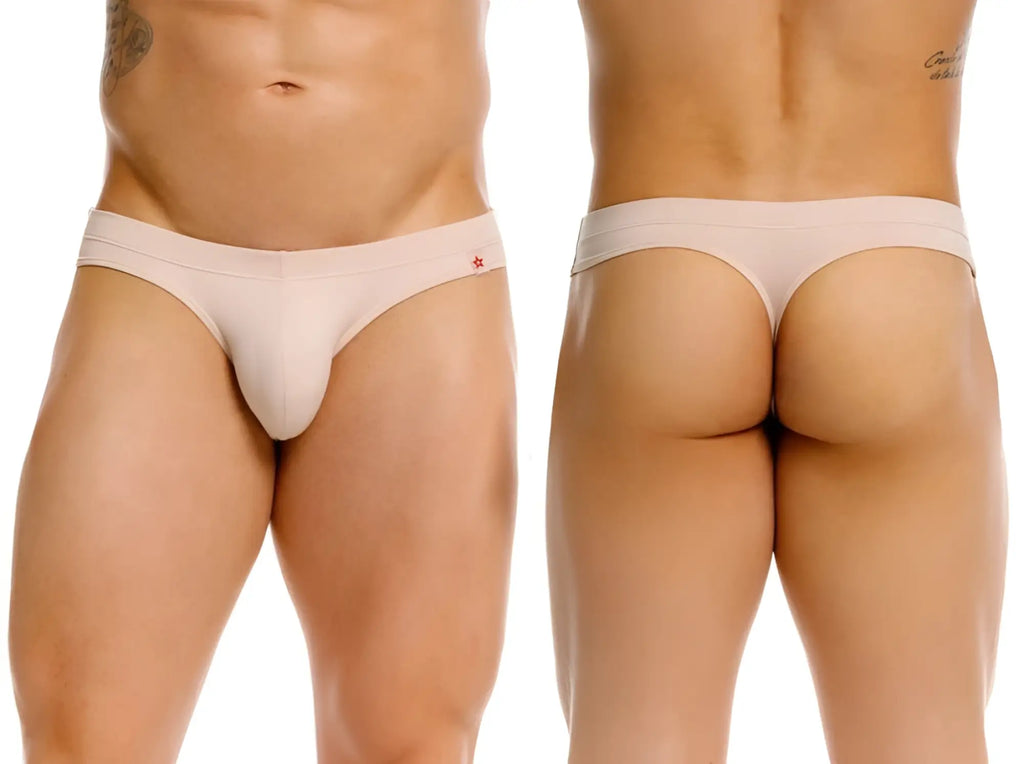 Front and back view of the JOR 2349 beige invisible thong on a model.