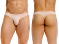 Front and back view of the JOR 2349 beige invisible thong on a model.