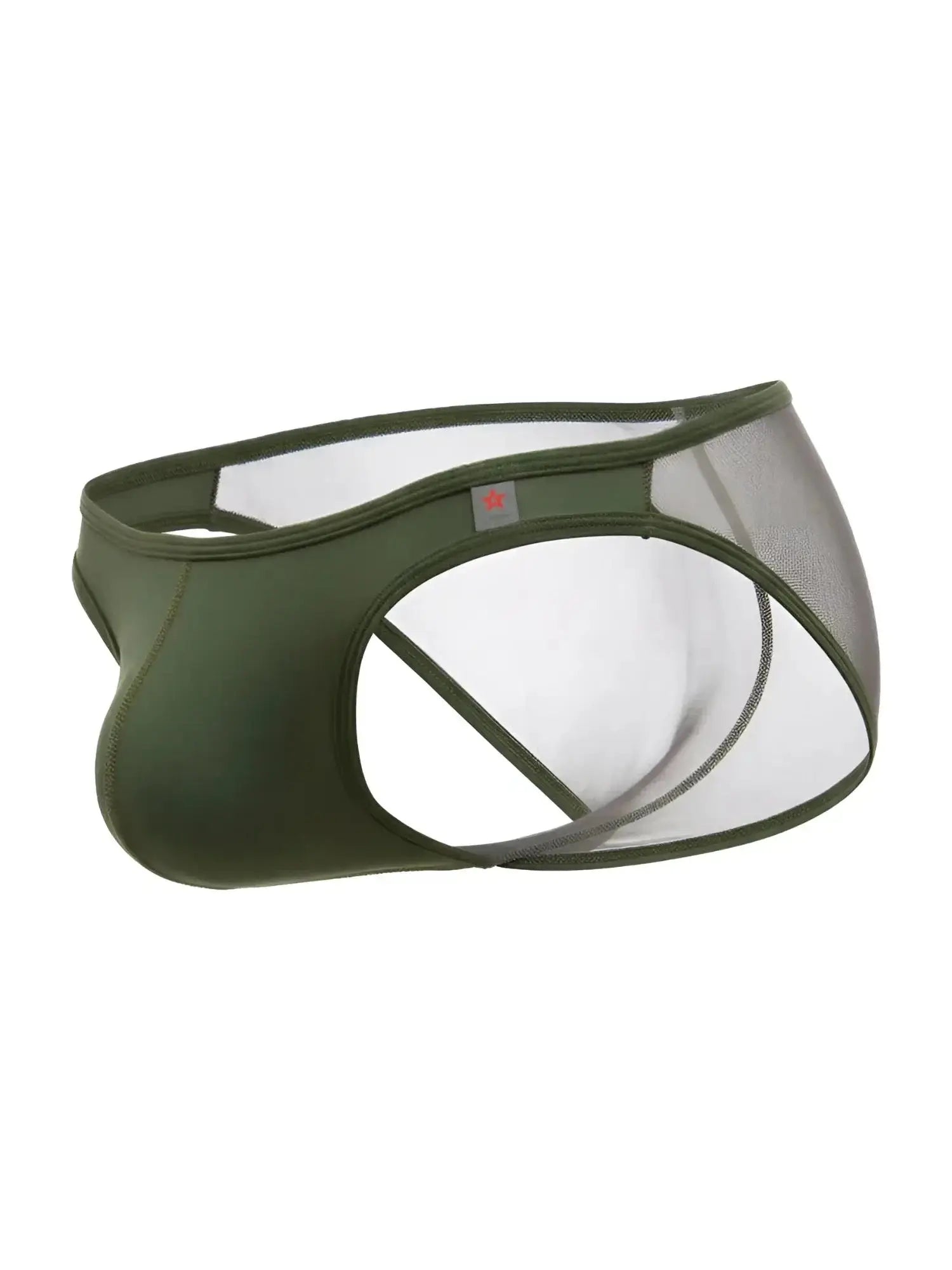 JOR 2353 Origin Bikini in green, side view showing mesh details and cut-out design on a white background.