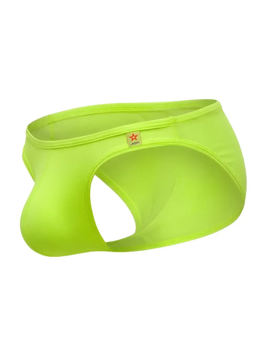 JOR 2353 Origin Bikini in neon green. Product view of men's underwear against a white background.