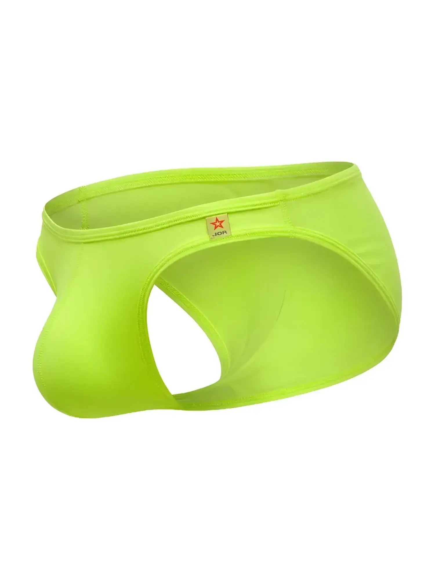 JOR 2353 Origin Bikini in neon green. Product view of men's underwear against a white background.