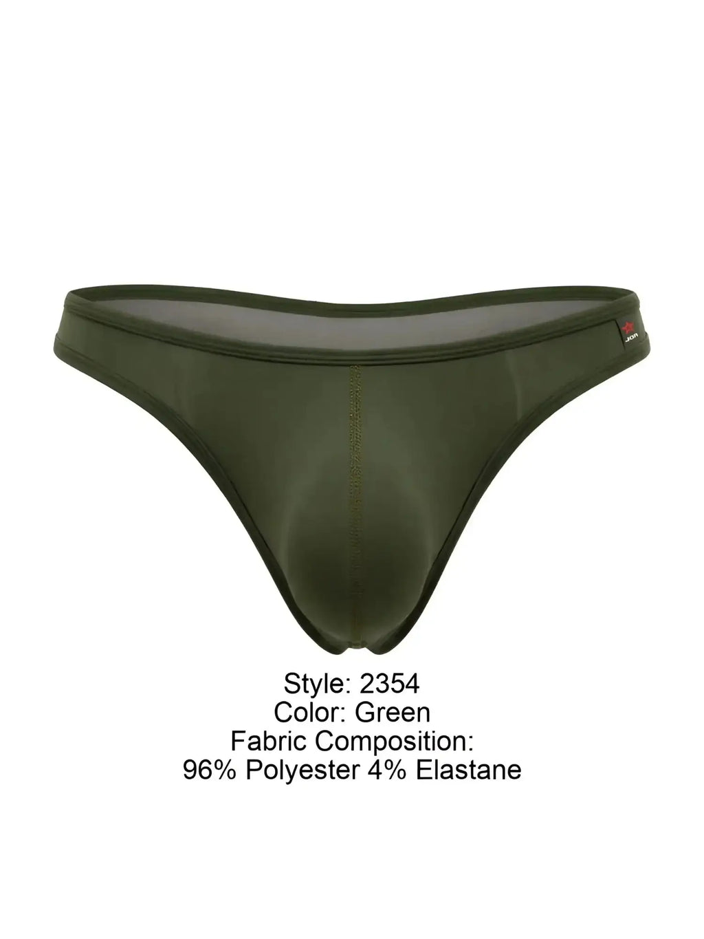 Front view of the green JOR 2354 Origin thong, a men's G-string underwear piece.