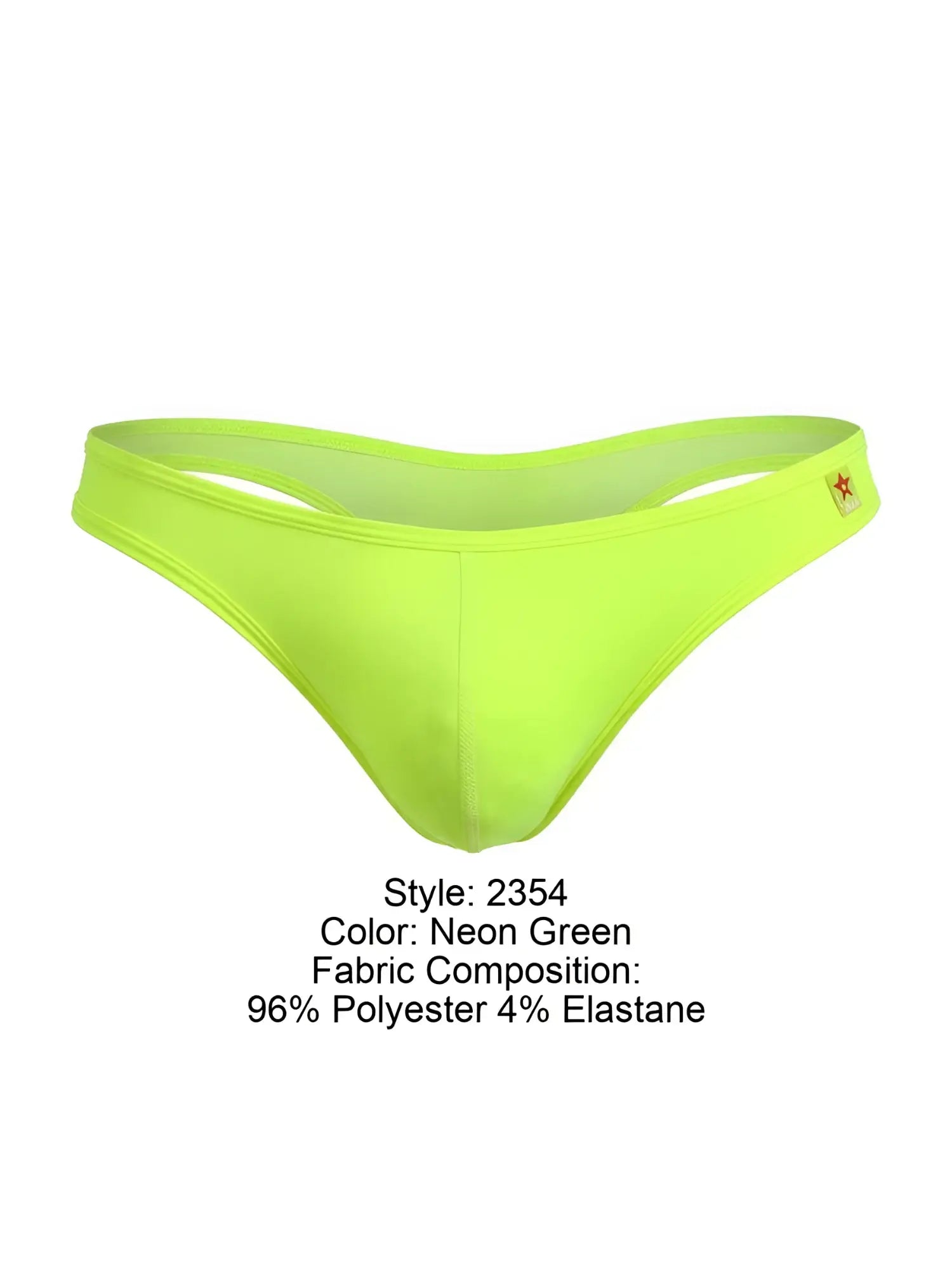 Front view of JOR 2354 Origin thong in neon green.