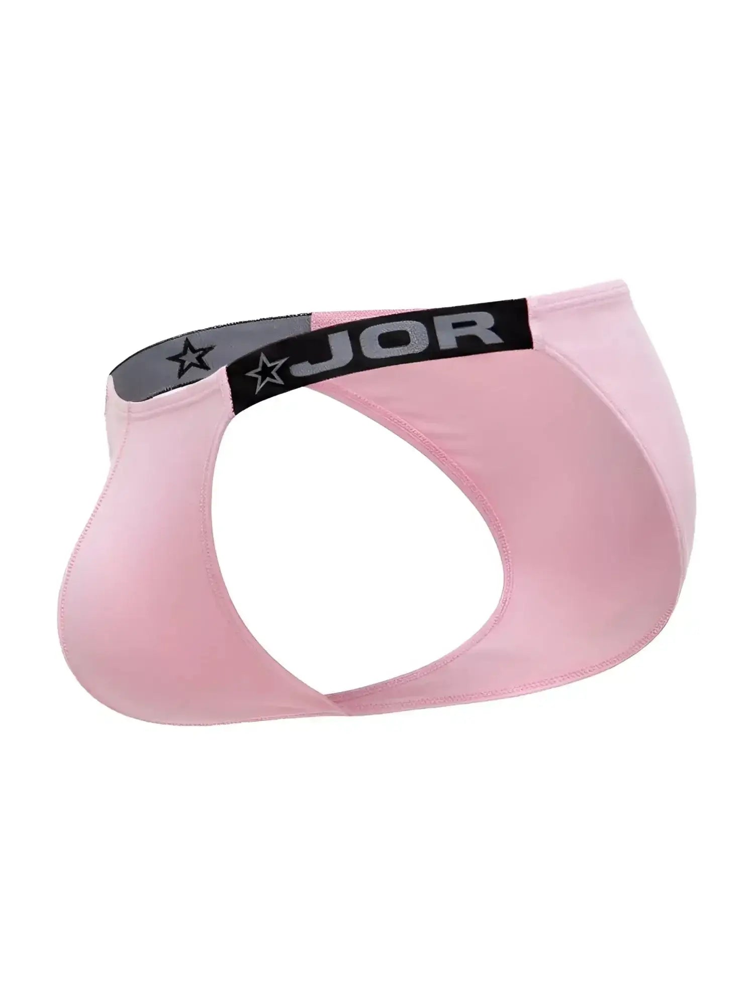 Side view of the pink JOR 2355 Eros bikini underwear with a branded waistband.