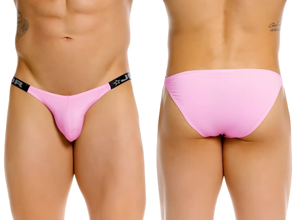 JOR 2355 Eros pink bikini underwear: front and back view on a model.