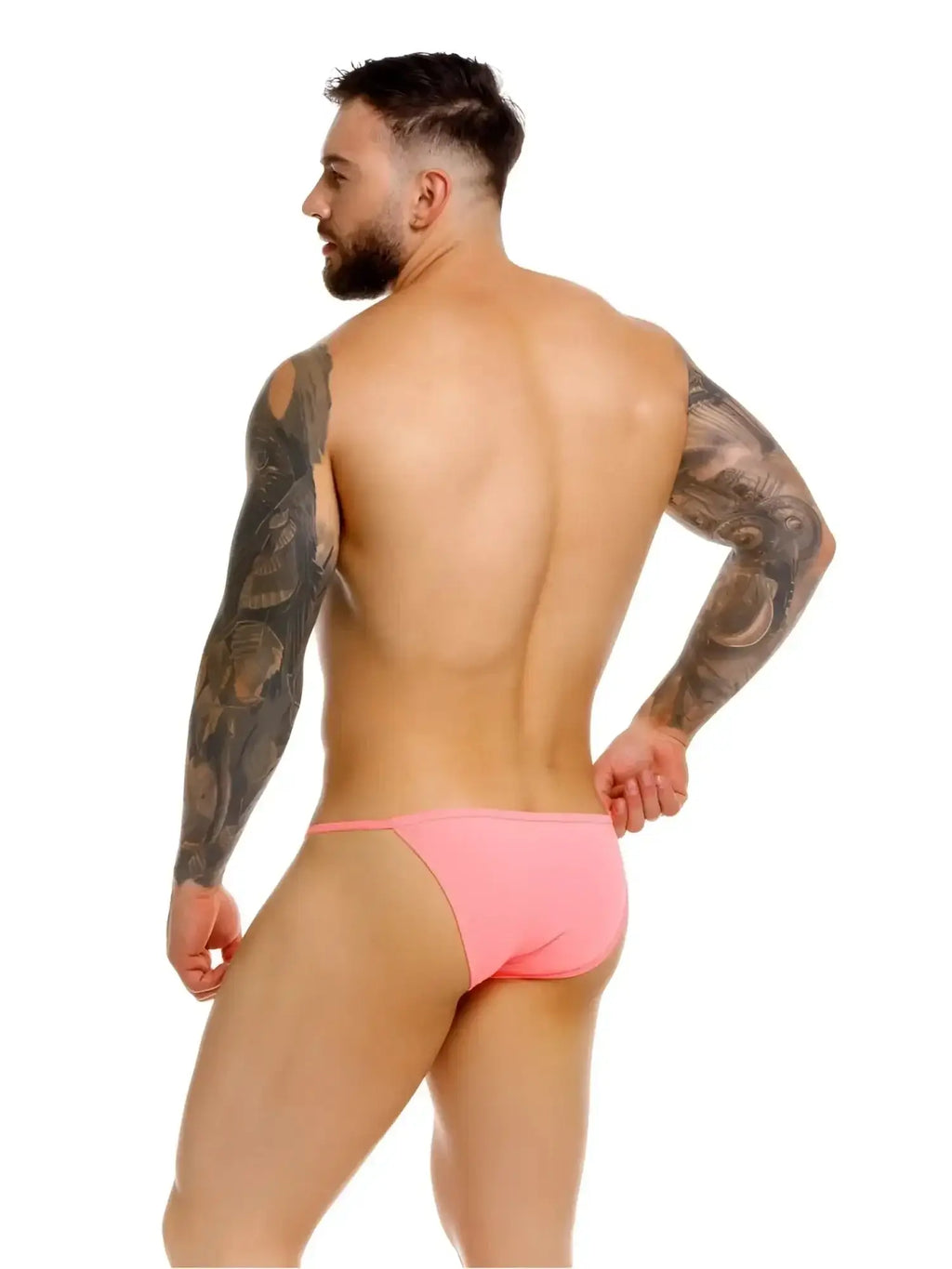 Back view of JOR 2358 Axel Bikini in Candy color on a male model.