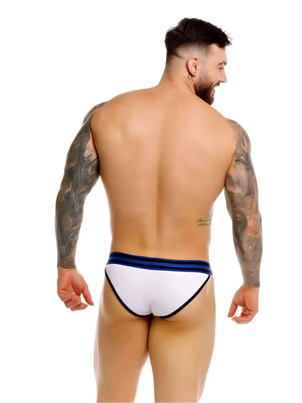 JOR 2362 Rush white bikini, rear view on a model.