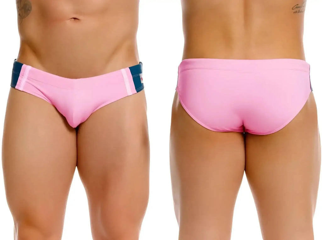 JOR 2384 Wind swim briefs in pink, shown from front and back views.