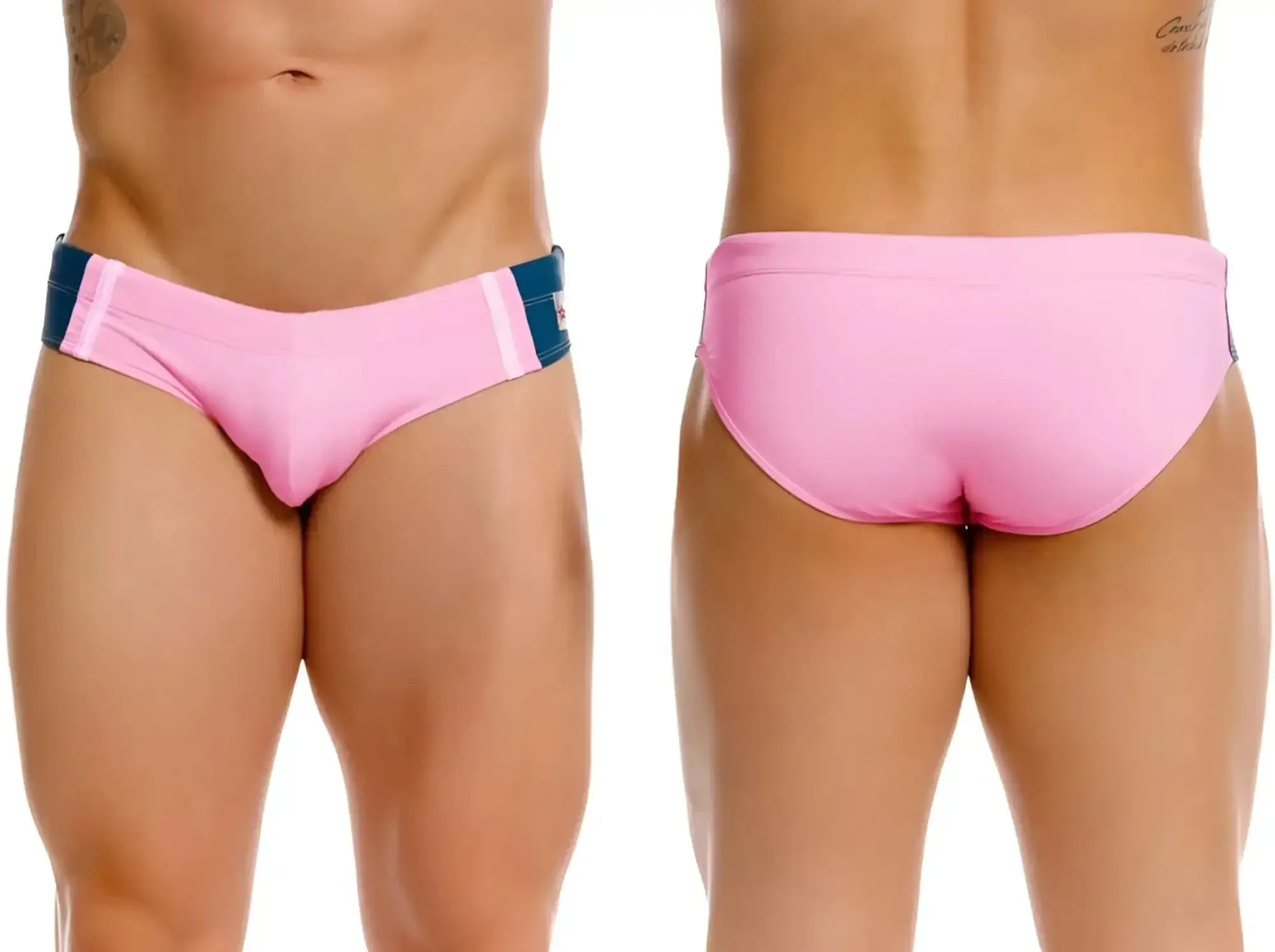 JOR 2384 Wind swim briefs in pink, shown from front and back views.