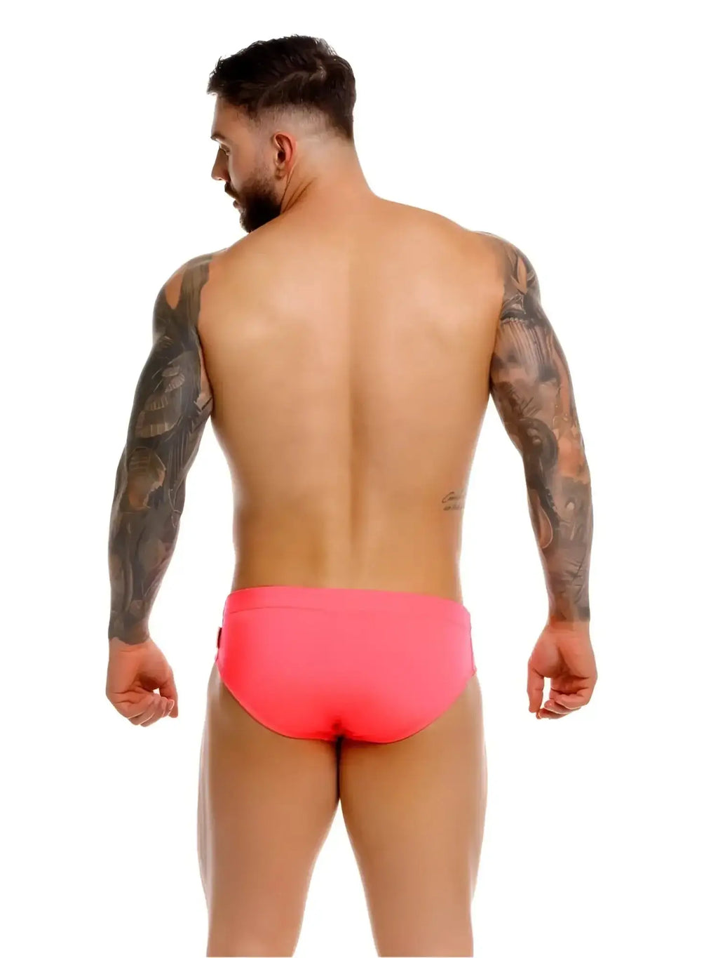 JOR 2387 Travel Swim Briefs in Candy color, back view showing a fit on a male model.