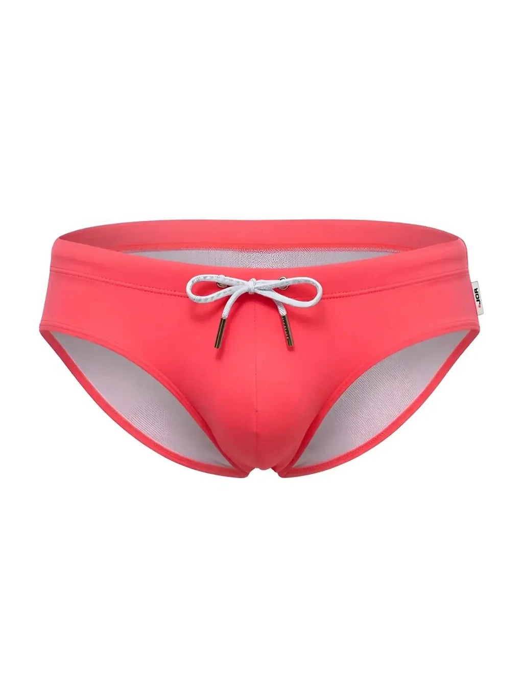 Front view of JOR 2387 Travel Swim Briefs in candy pink with a drawstring waist.