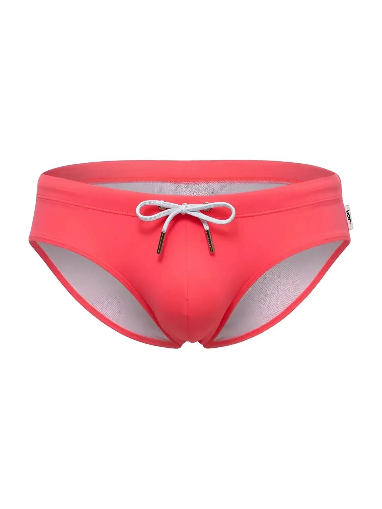Front view of JOR 2387 Travel Swim Briefs in candy pink with a drawstring waist.