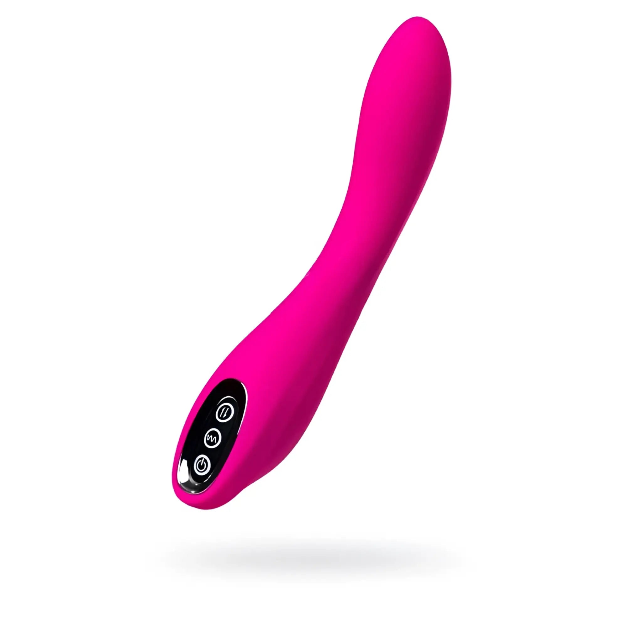 Vibrant pink silicone jos jos beadsy rolling bead vibrator with three control buttons on a sleek curved design