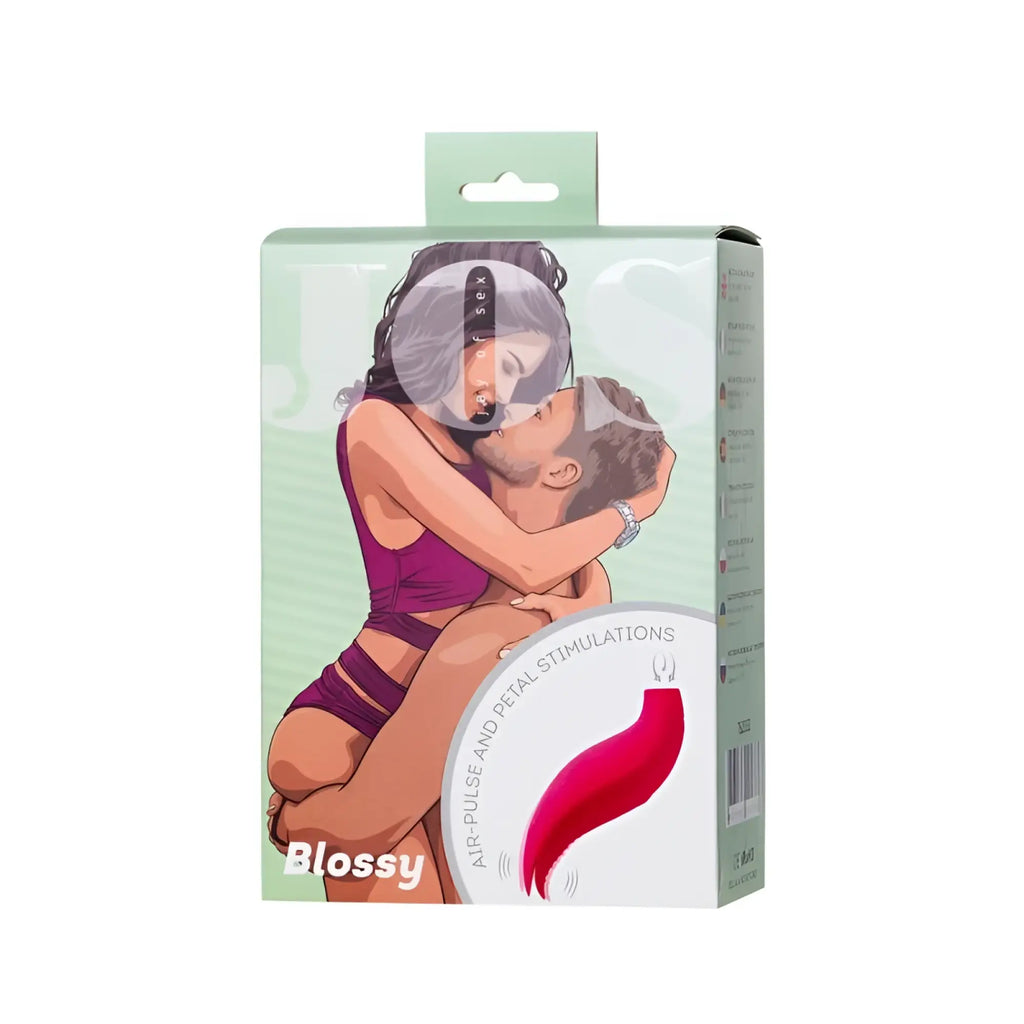 Jos jos blossy clit stimulator in red silicone with air pulse and petal stimulations for targeted pleasure