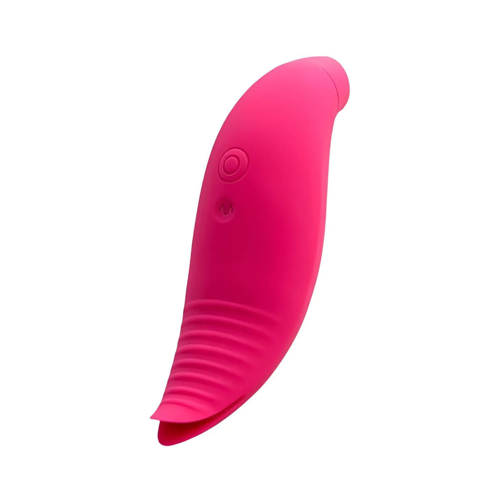 Vibrant pink silicone jos jos blossy clit stimulator with smooth curved design and textured ridges near base