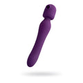 Purple silicone wand stimulator with rounded head and three control buttons on handle for jos jos kisom 2 in 1 use