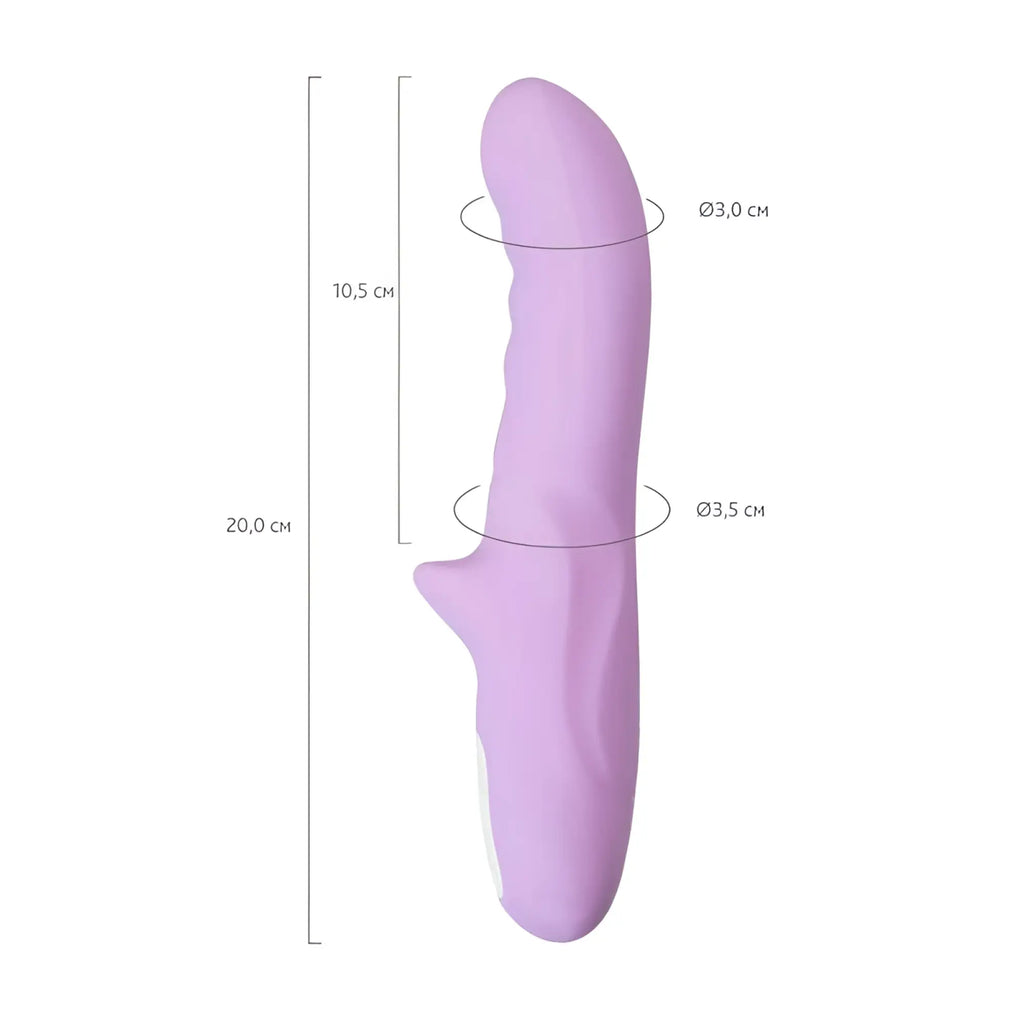 A sleek lavender silicone jos jos merry gor rotating shaft vibrator with smooth ergonomic design for enhanced sensation
