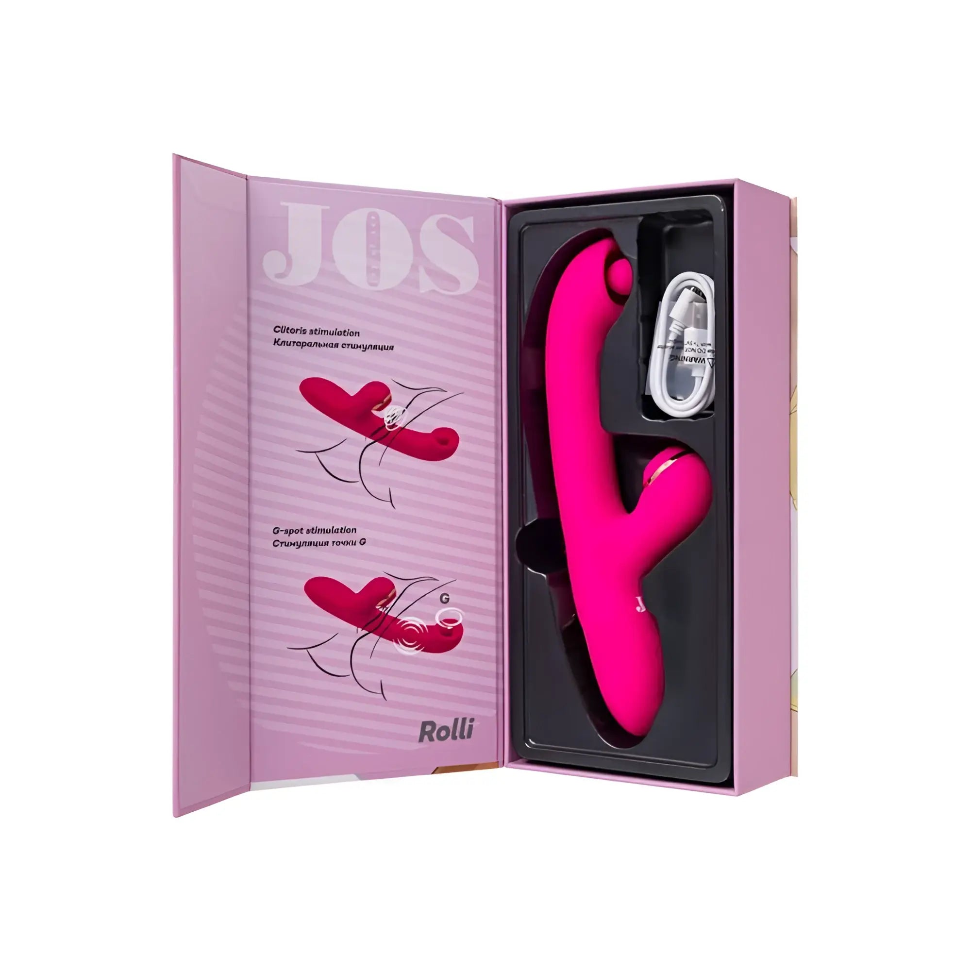Vibrant pink silicone jos jos rolli stimulating ball vibrator with vacuum clitoral stimulator sleek curved design