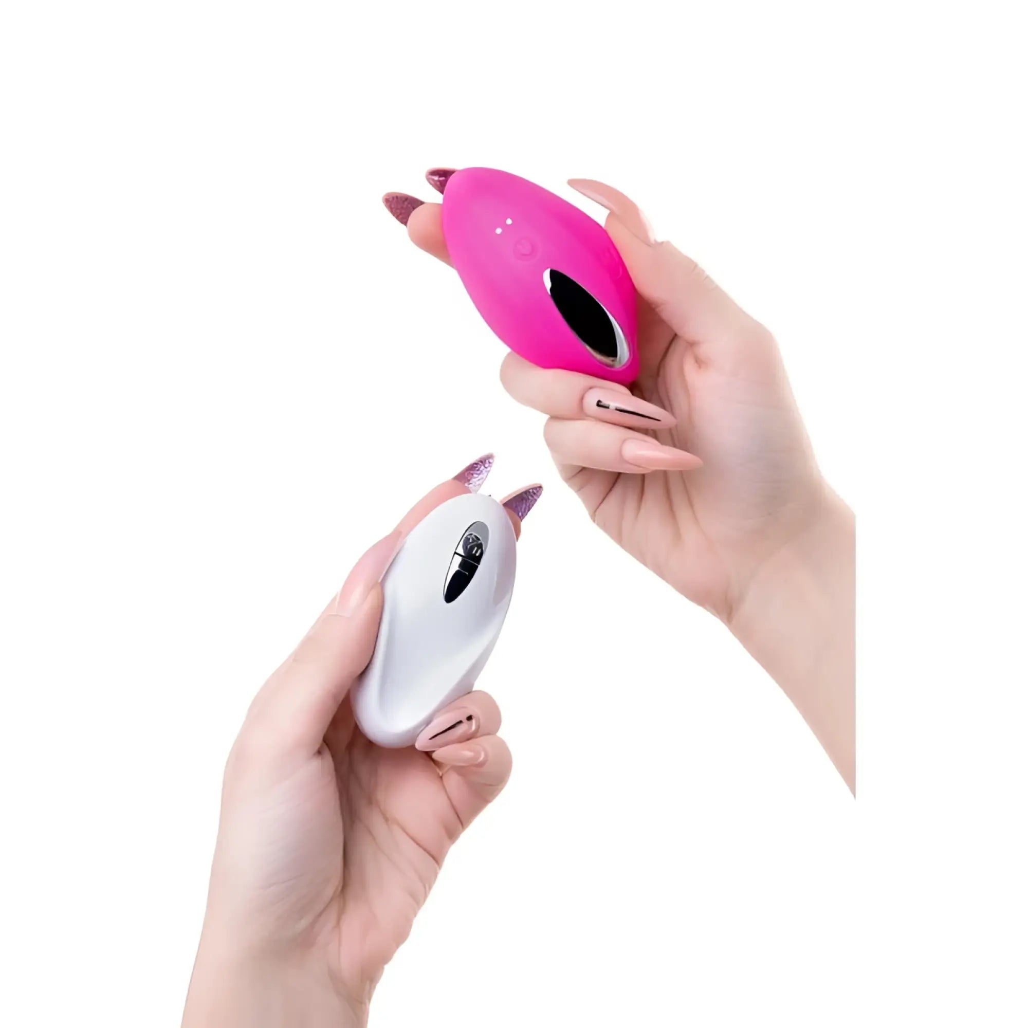 JOS JOS Rumba wearable vibrator a sleek ergonomic pink and white silicone vibrator with a glossy finish