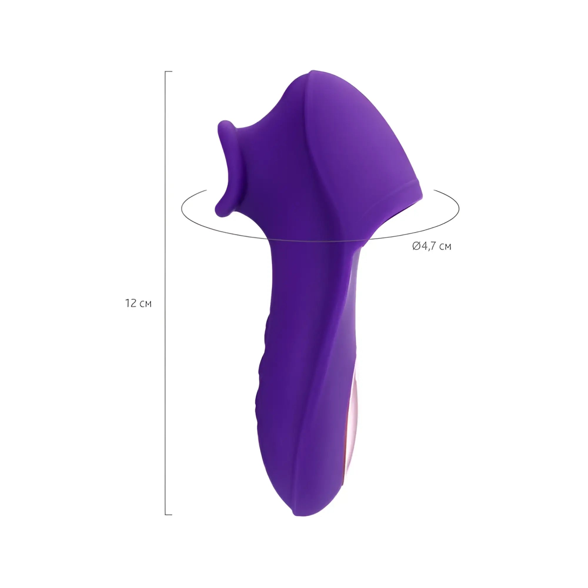 Purple silicone jos jos swizzy clitoral stimulator with curved handle and rounded head for targeted vibration
