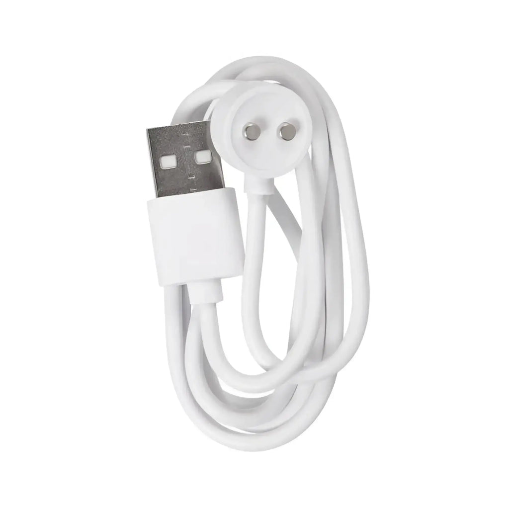 White usb-a charging cable with circular two-pronged plug for jos jos tenty rabbit vibrator with moving shaft rings
