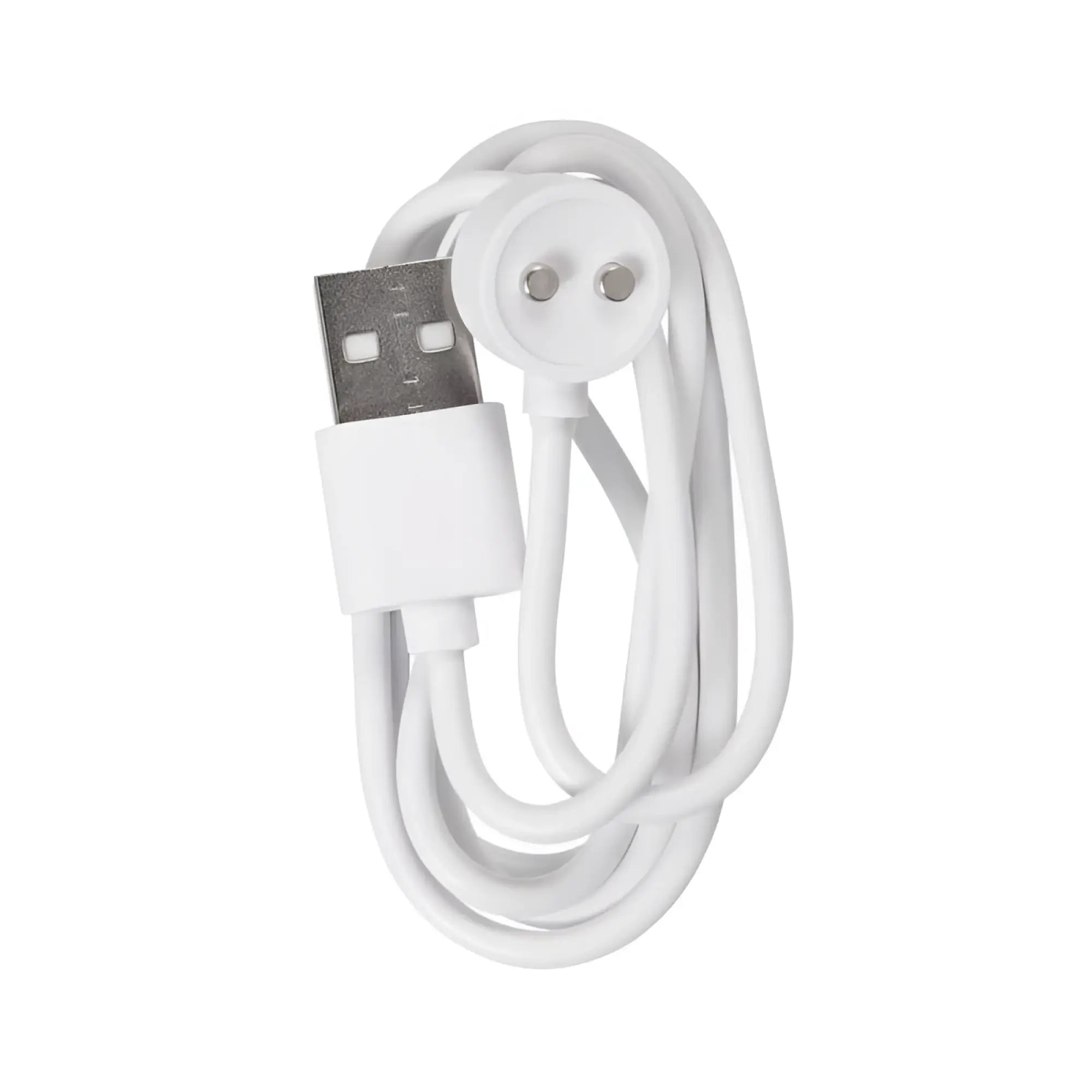 White usb-a charging cable with circular two-pronged plug for jos jos tenty rabbit vibrator with moving shaft rings