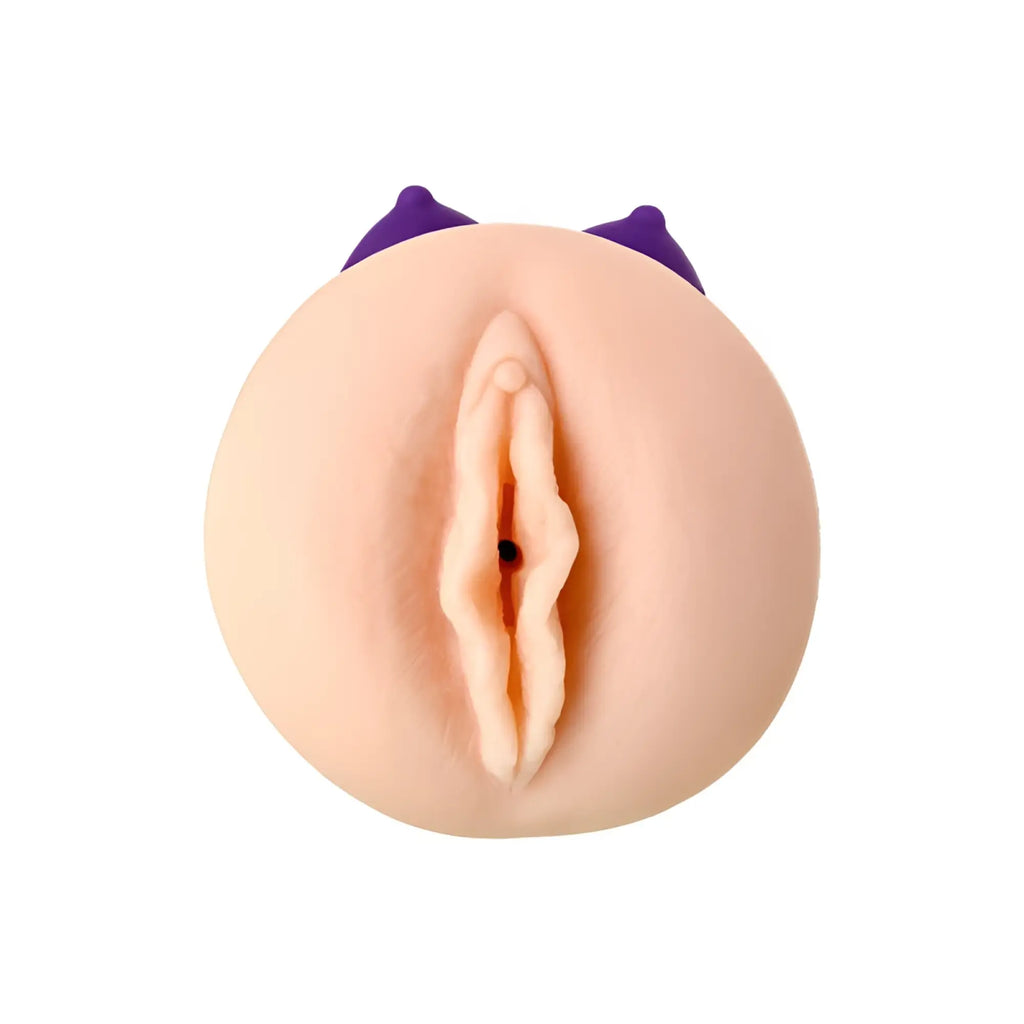 Pink silicone masturbator with purple cat ears from jos jos yara designed for personal pleasure use