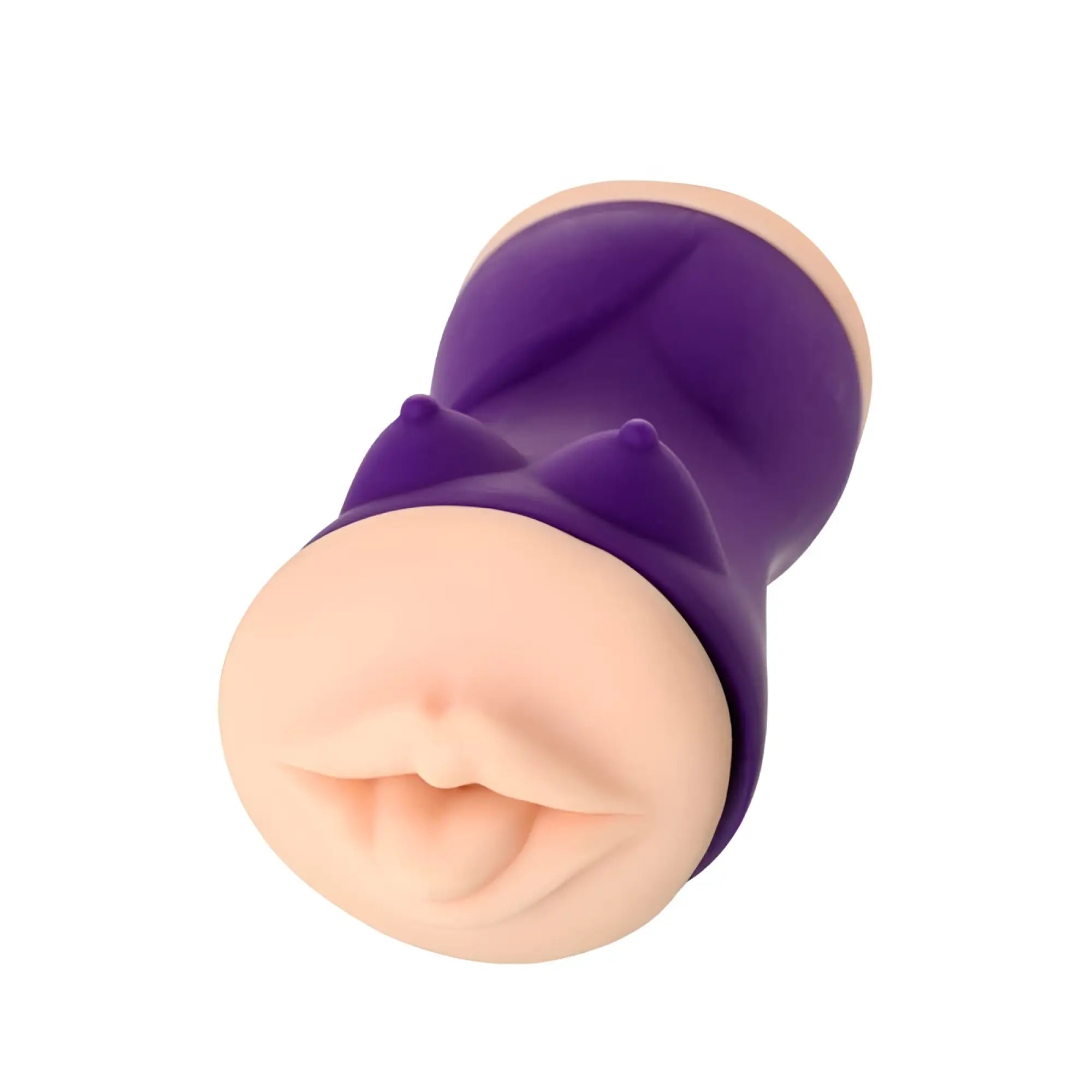 Jos jos yara masturbator purple silicone toy with realistic flesh toned lips and textured cat ear design