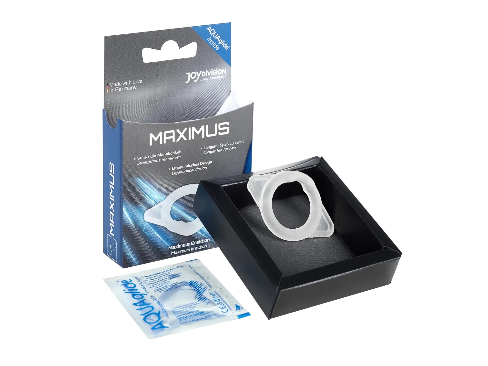 Transparent silicone penis ring medium with sleek modern design and subtle ridged texture by JOYDIVISION MAXIMUS