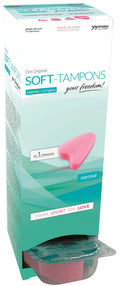 Pink heart-shaped soft sponge tampons in teal and white joyvision box 10 pc for comfortable use