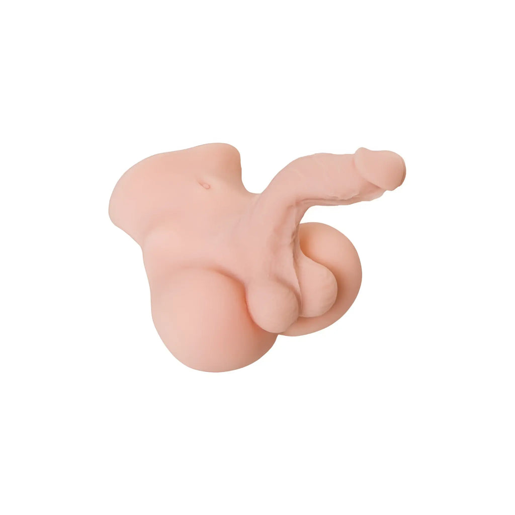 Pink silicone male genital model showing penis anal and balls torso in juicy juicy long schlong manuel product