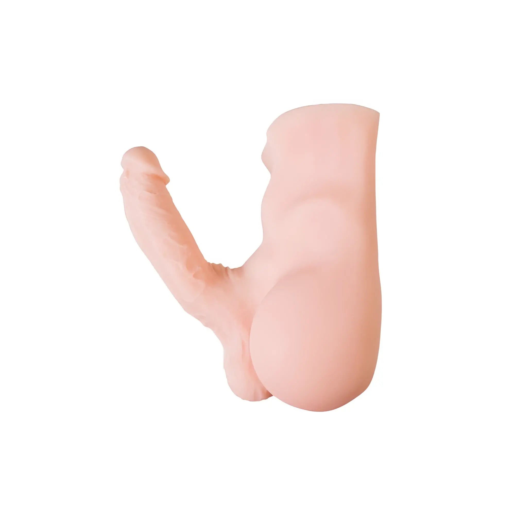 Pink silicone realistic male genital model featuring penis anal and balls torso from juicy juicy long schlong manuel