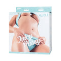 Adele brand juicy juicy pussy masturbator in light blue and white box with a woman wearing matching lingerie on it