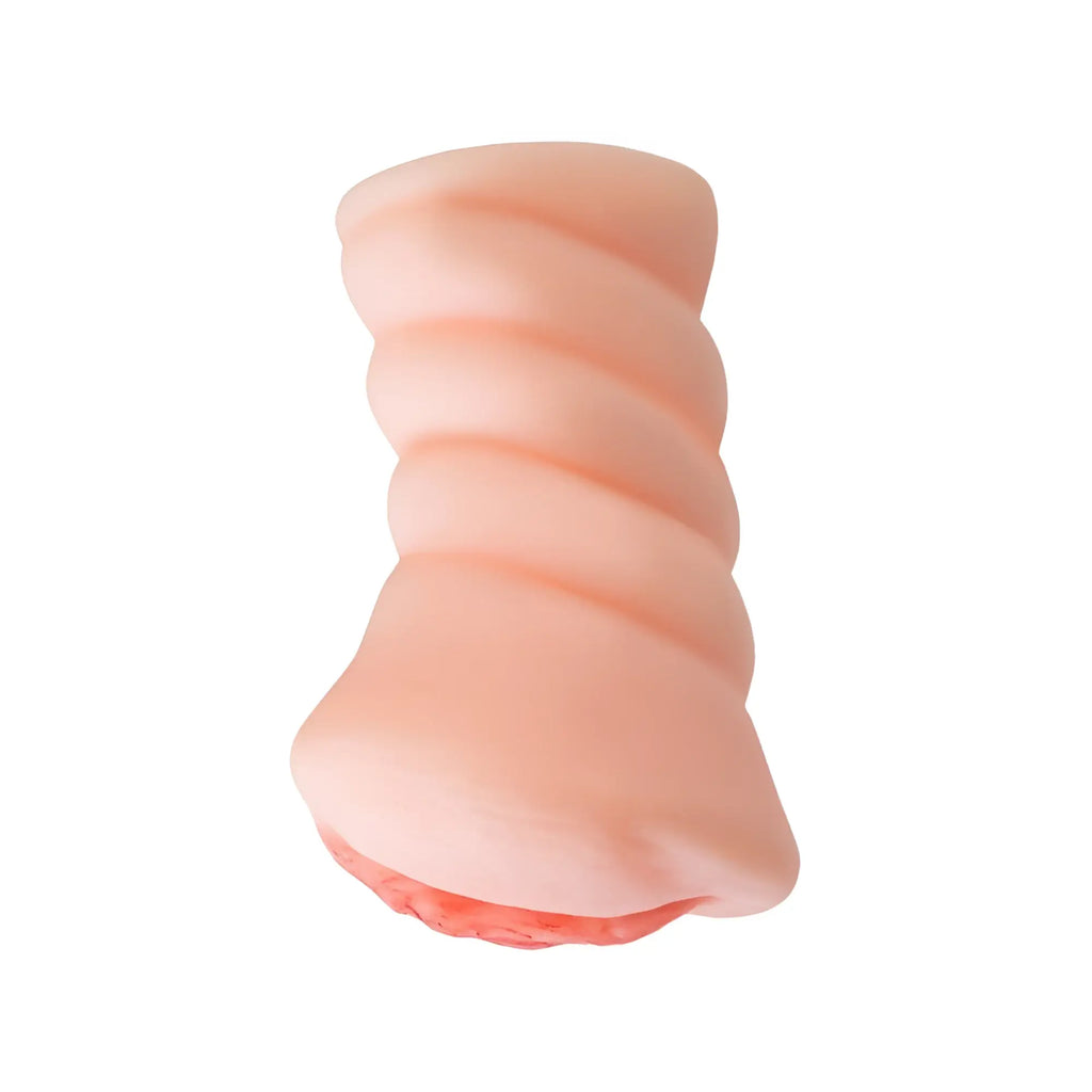 Pink silicone juicy self lubricating masturbator wet kat with spiral design and textured surface