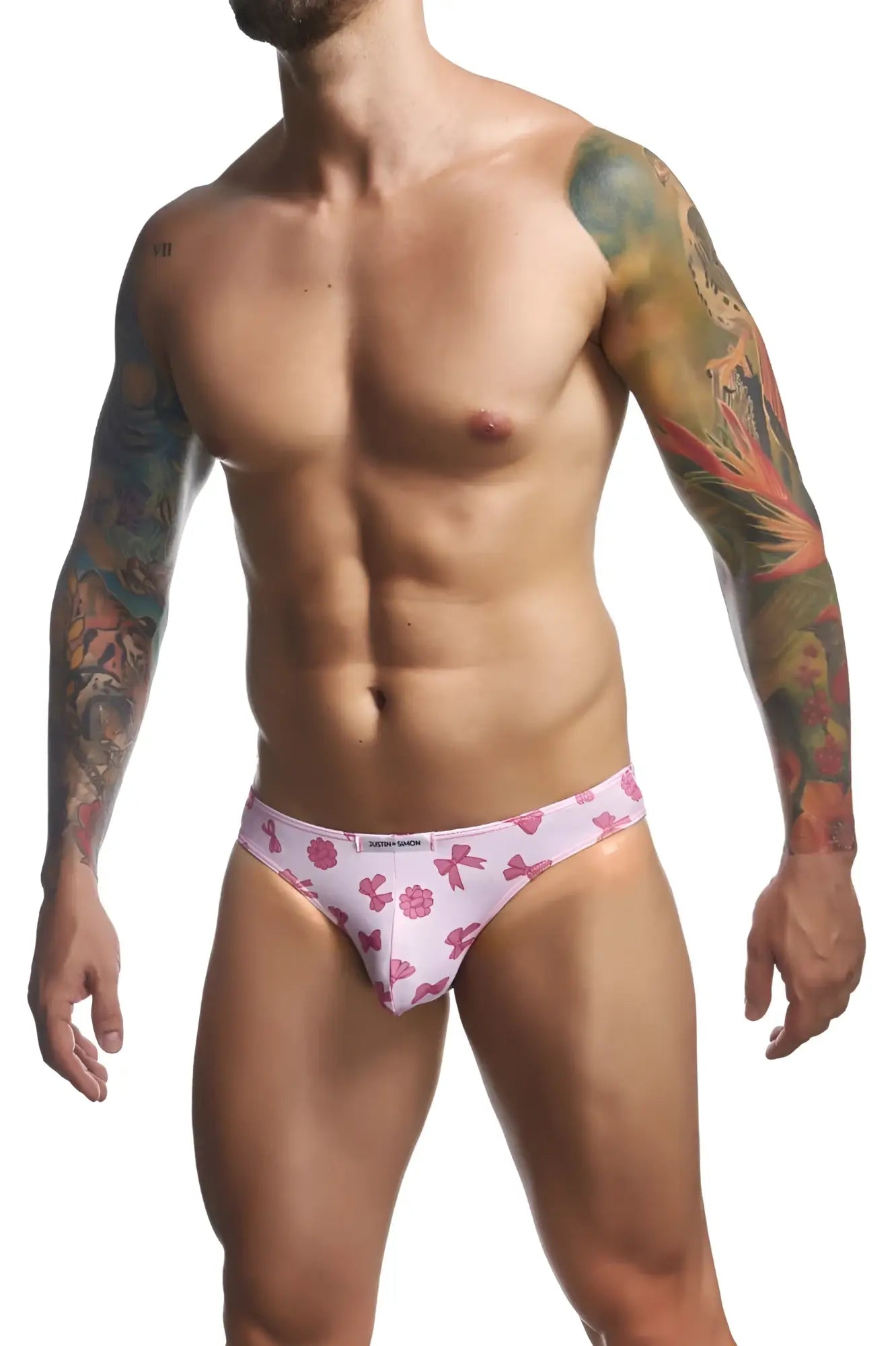 Justin Simon xsj01 classic bikini briefs in pink with bow and flower patterns for comfortable everyday wear