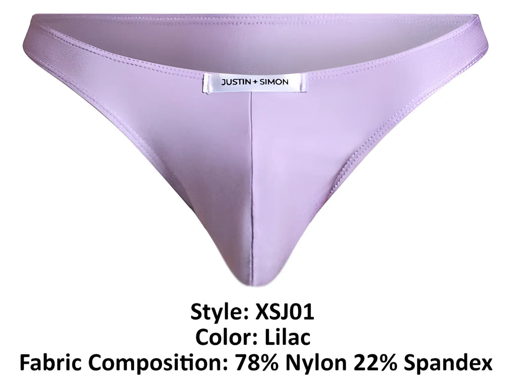 Lilac classic bikini thong by justin simon made from 78 nylon and 22 spandex with a form-fitting design