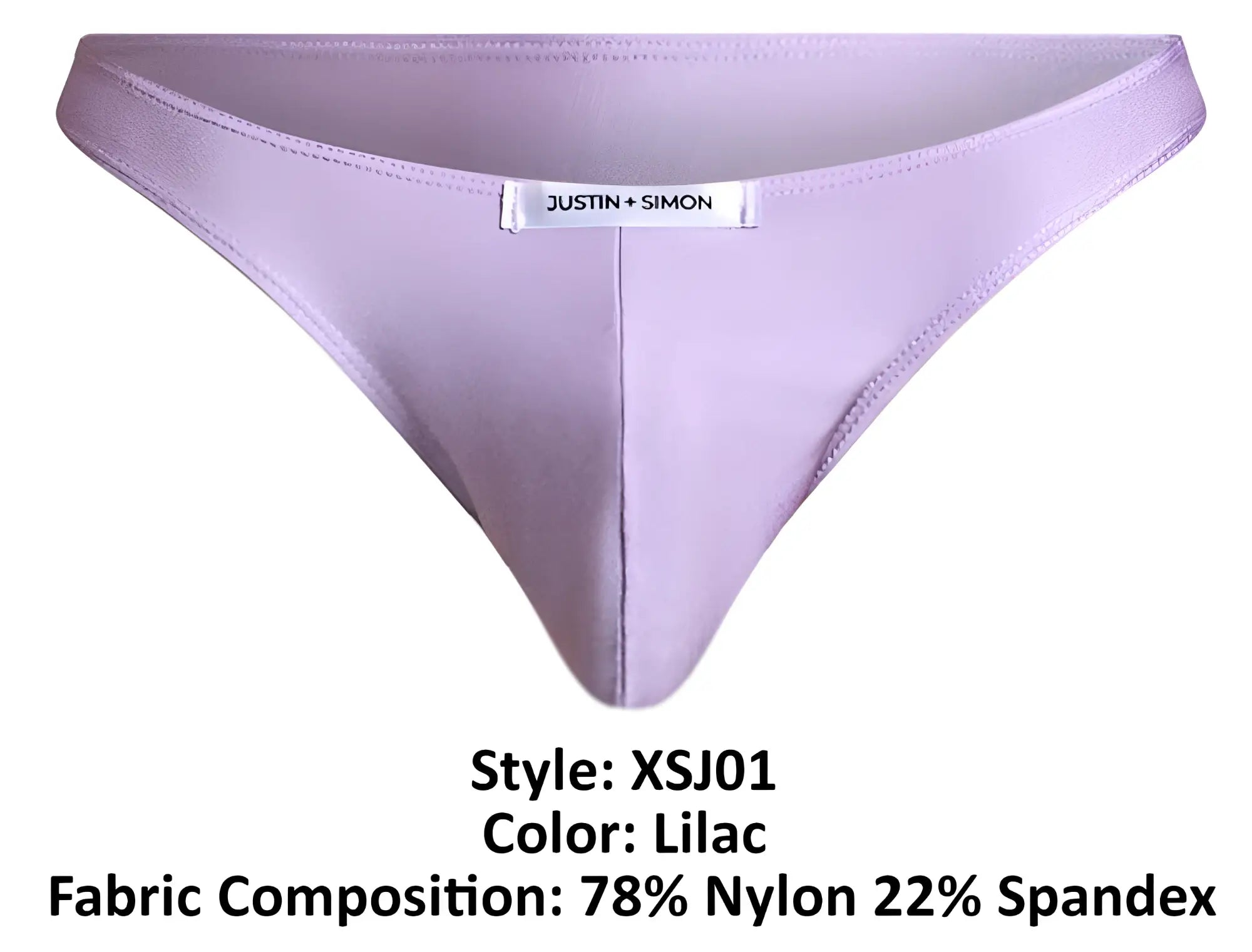 Lilac classic bikini thong by justin simon made from 78 nylon and 22 spandex with a form-fitting design