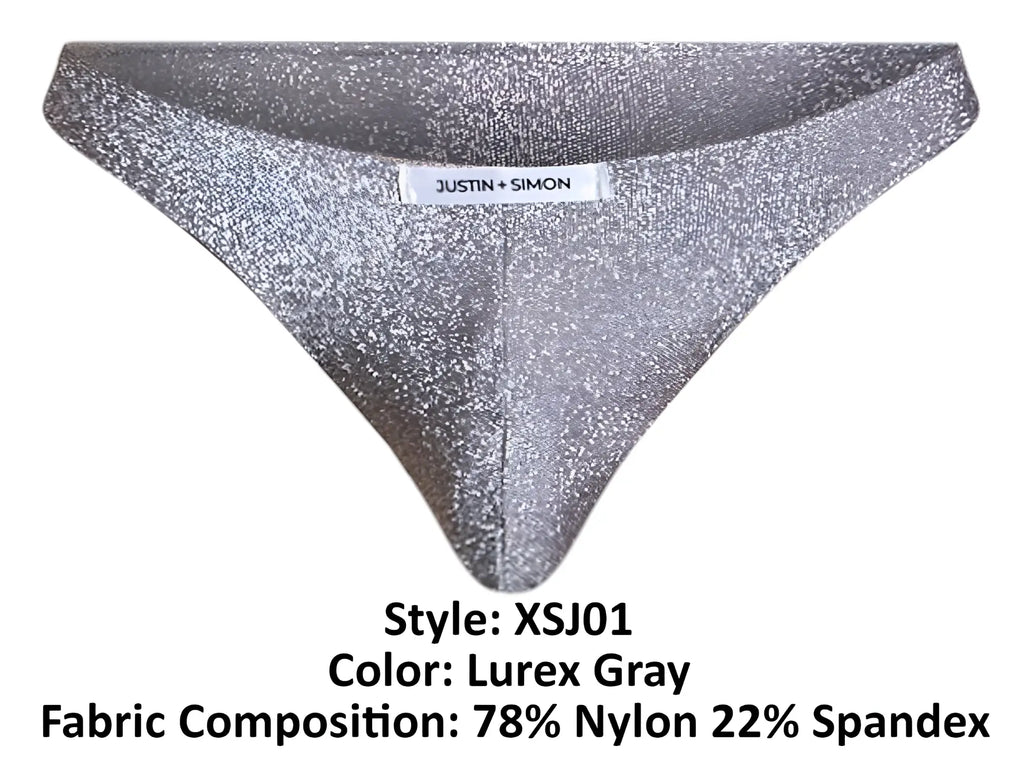 Justin simon xsj01 classic bikini in lurex gray with sparkling finish made of 78 nylon and 22 spandex