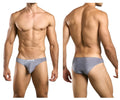 Justin simon classic bikini briefs in lurex gray with a subtle textured sparkly pattern