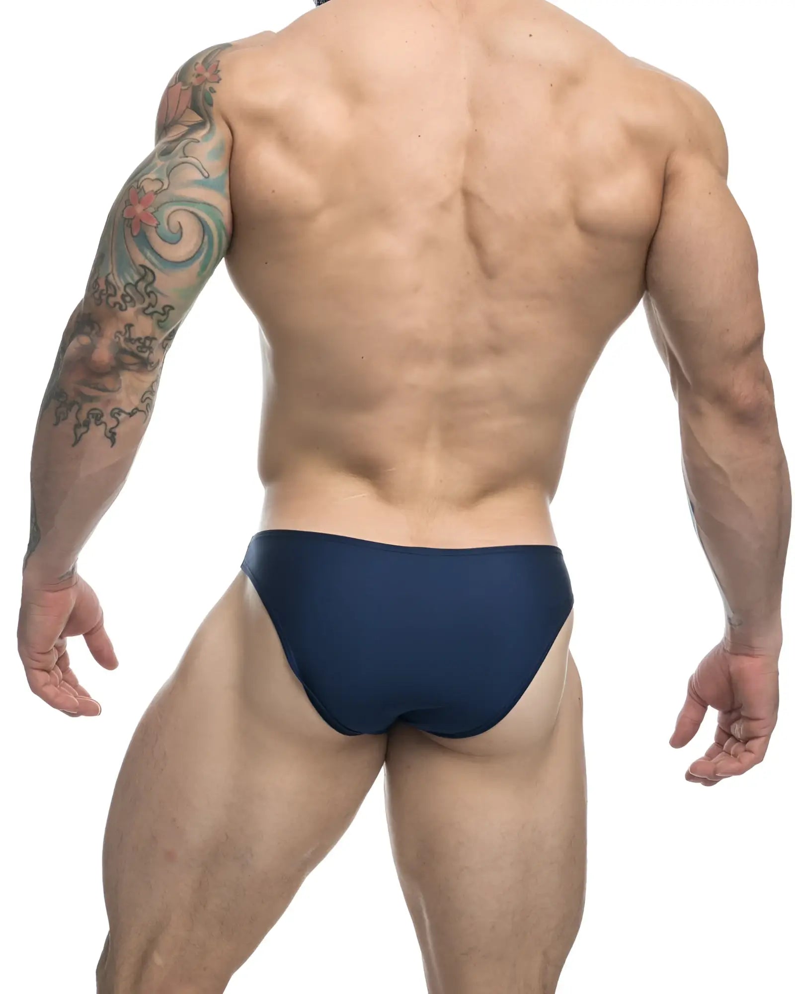 Navy blue classic bikini briefs by JUSTIN+SIMON XSJ01 featuring a comfortable fit and soft material