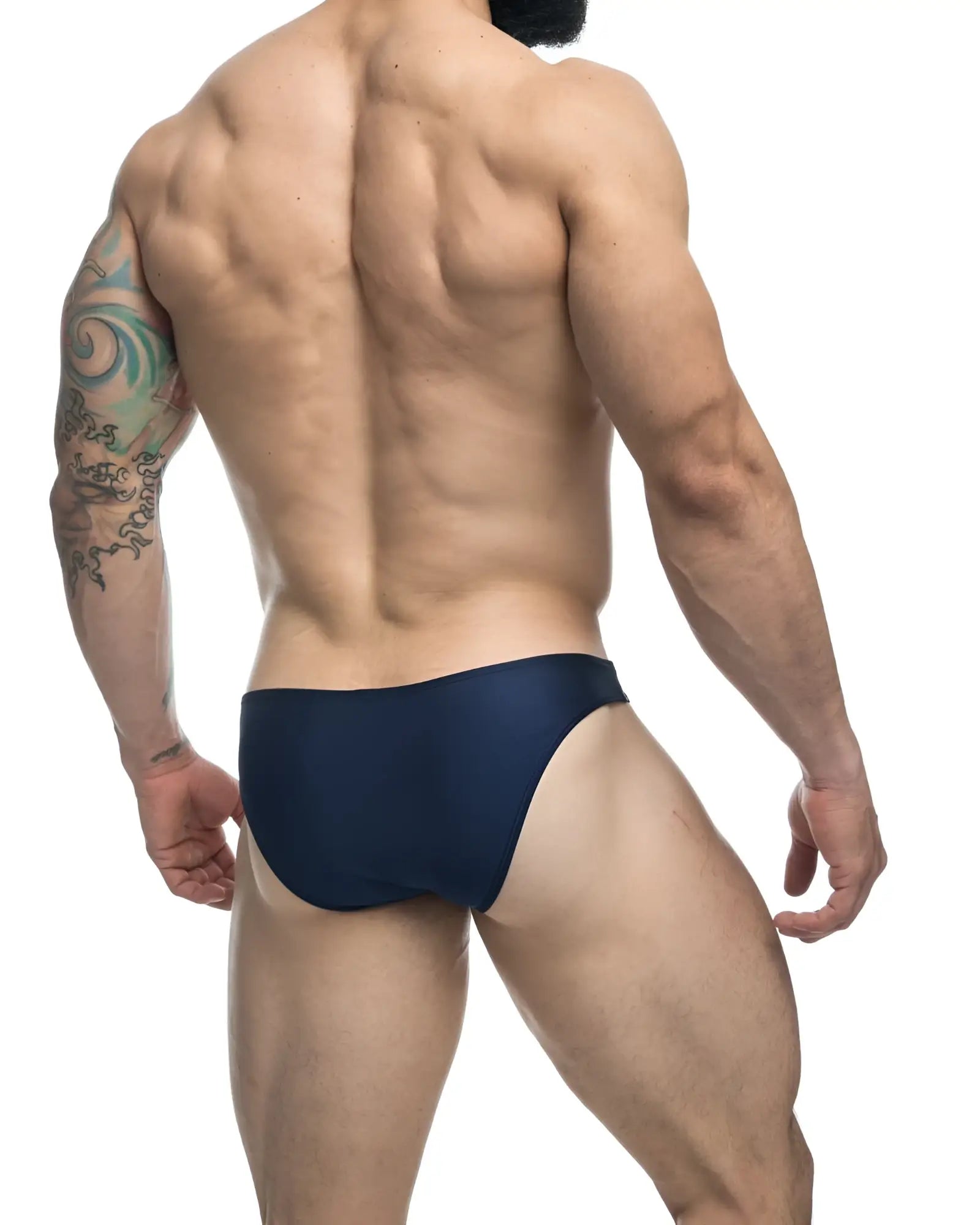 Navy blue justin simon xsj01 classic bikini briefs with smooth form-fitting design and comfortable fabric