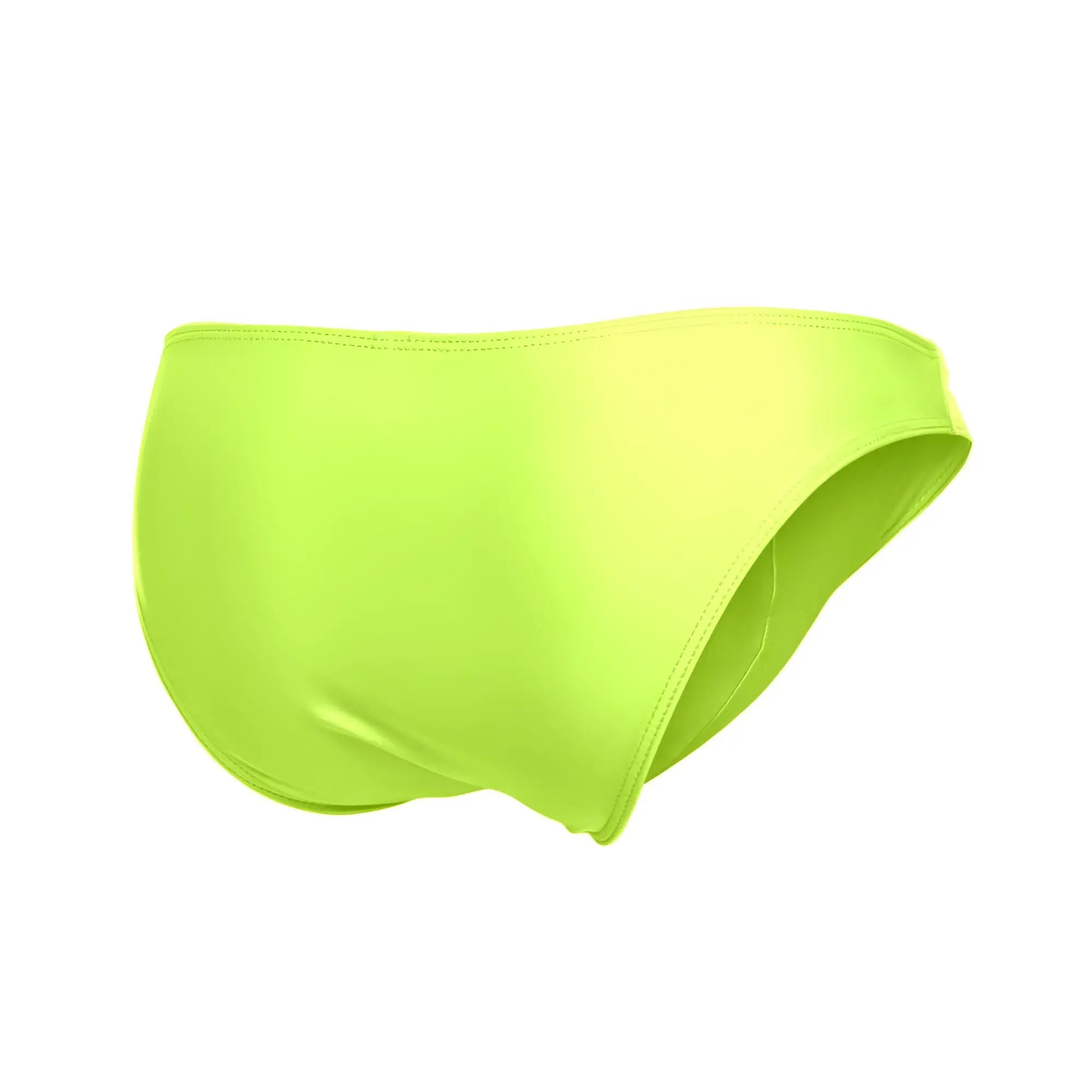 Justin+Simon XSJ01 classic bikini neon green high-waisted swim trunks with smooth stretchy fabric finish